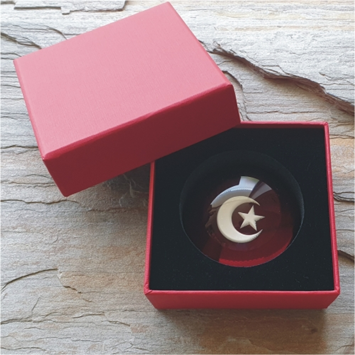 Cam Kağıt Ağırlığı 'Ay Yıldız'