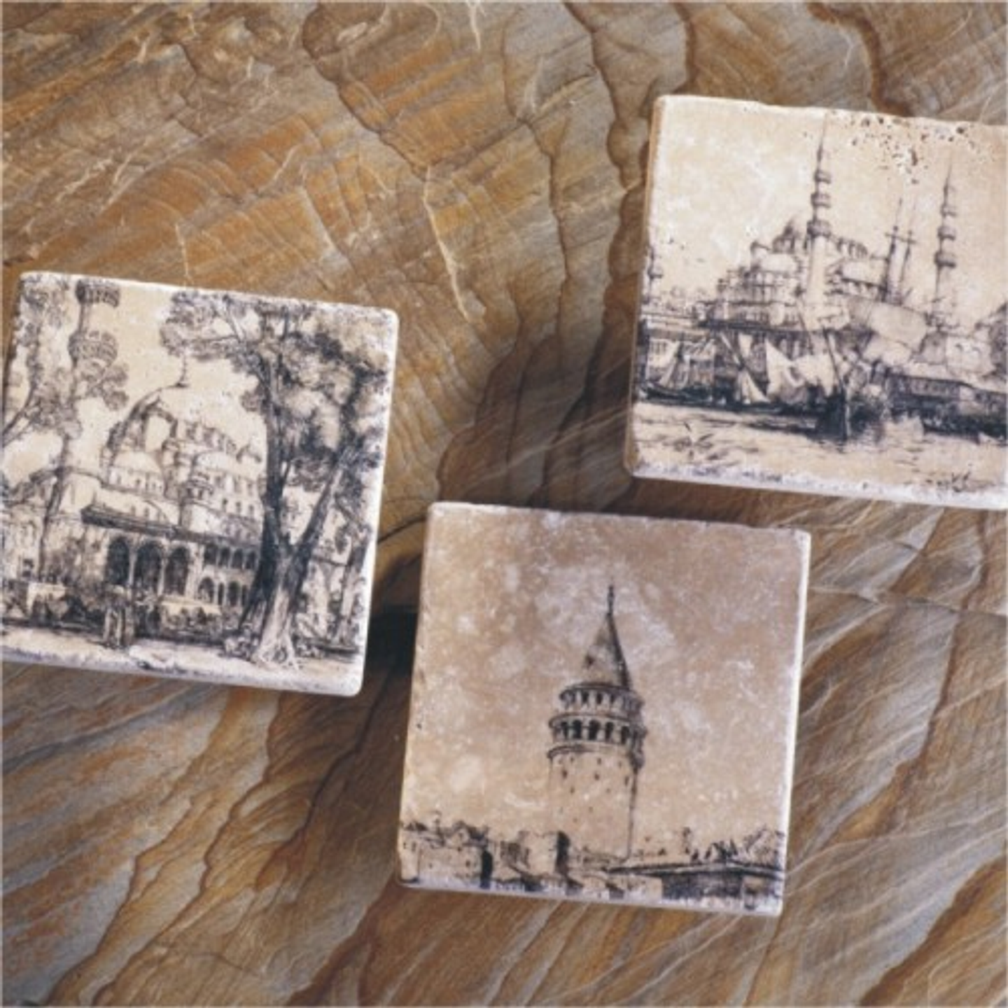 İkili Taş Bardak Altlığı 'İstanbul'