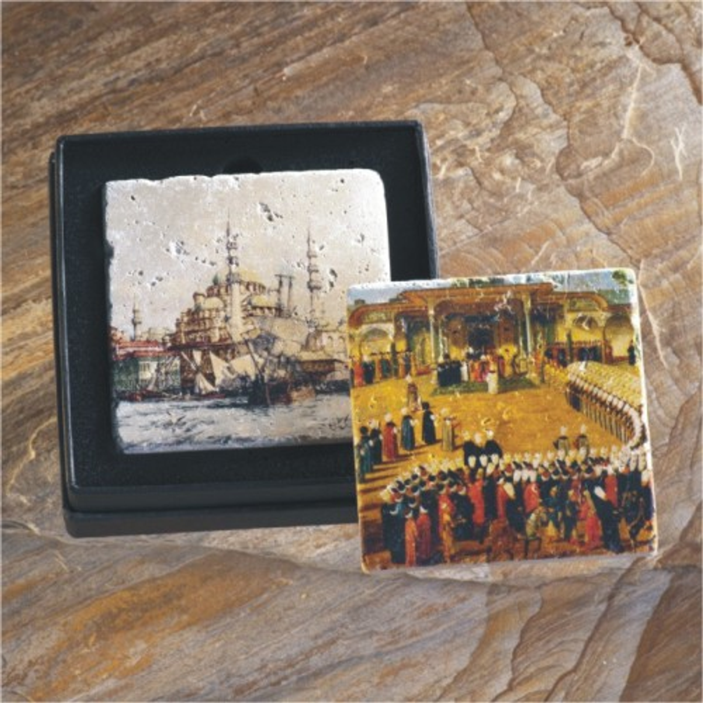 İkili Taş Bardak Altlığı 'İstanbul'